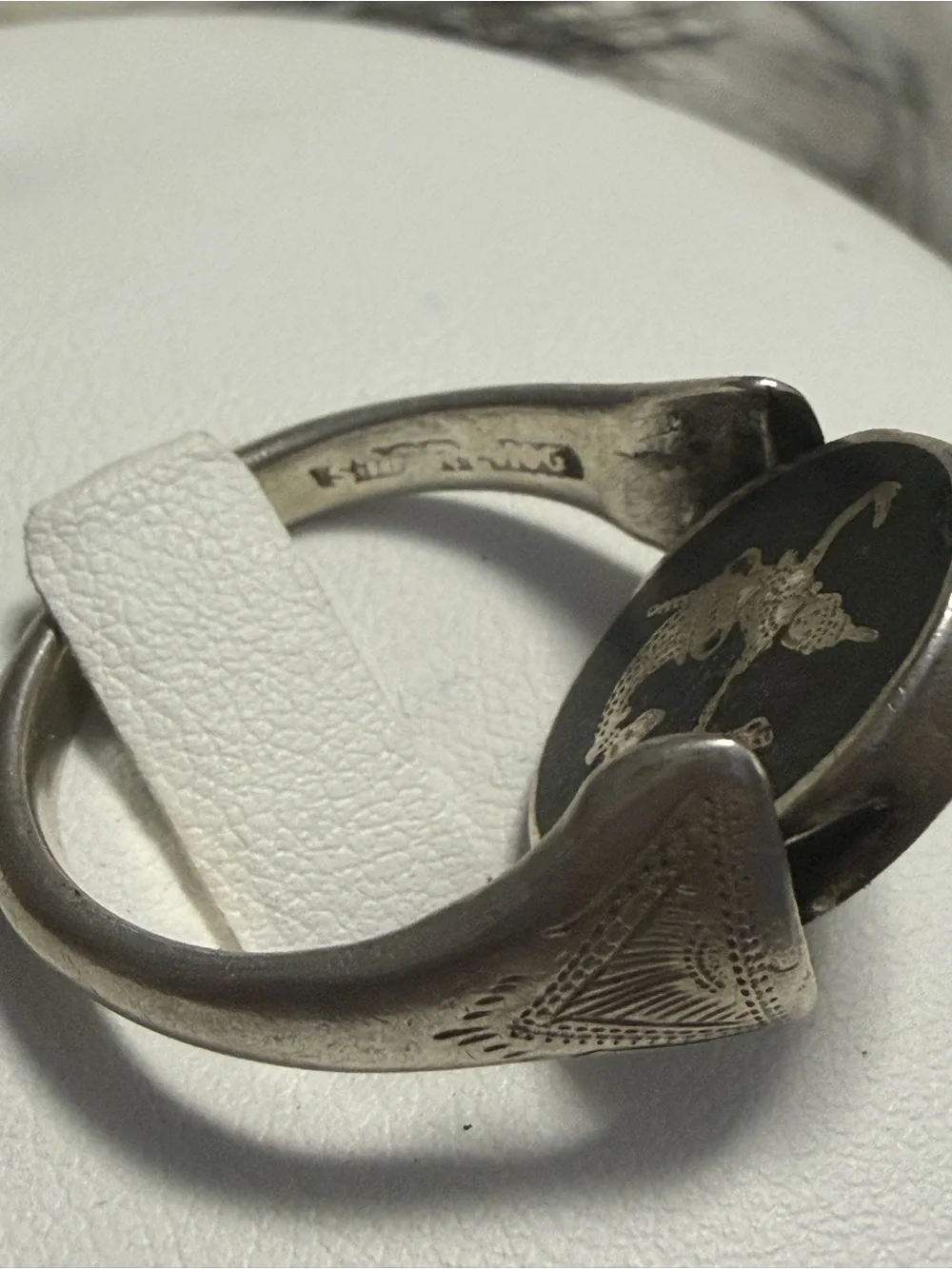Vintage Thai Nakon Sterling Silver Siam Niello Flip Spinner Ring Size 11.5